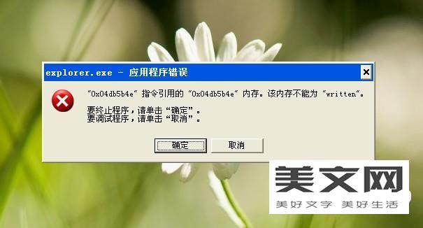 explorer.exe应用程序错误,内存不能为“read”,是怎么回事,怎么解决...